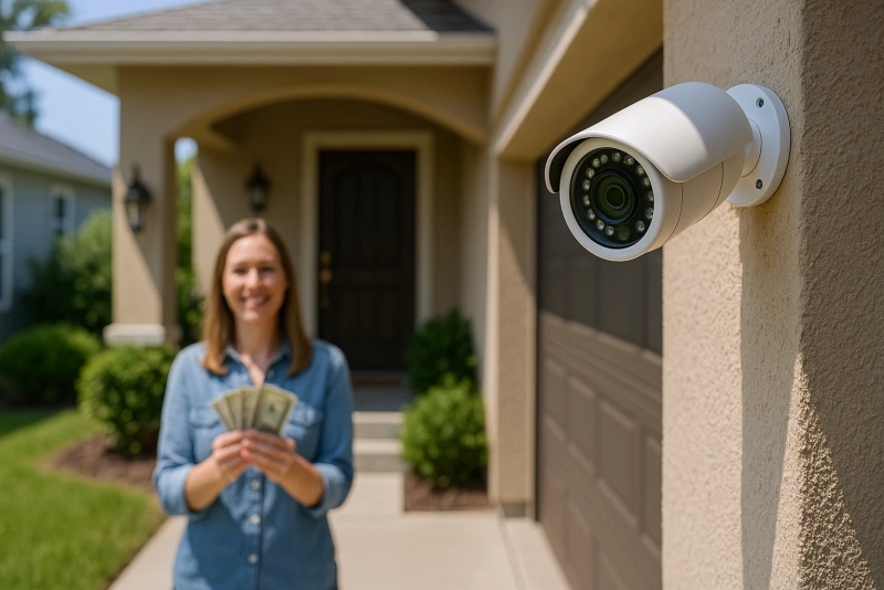 Vista aérea de cámaras de seguridad en zona residencial