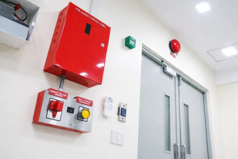 Sistema de alarma contra incendios en funcionamiento