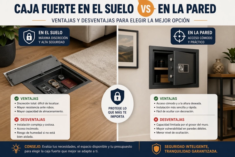 Comparativa de cajas fuertes en suelo y pared ventajas y desventajas