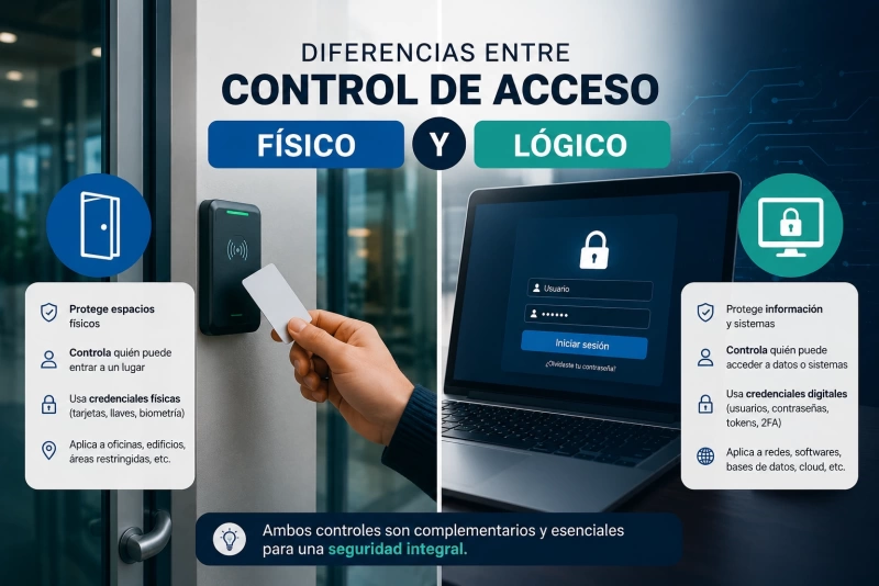 imagen mostrando la diferencia entre control de acceso físico y lógico