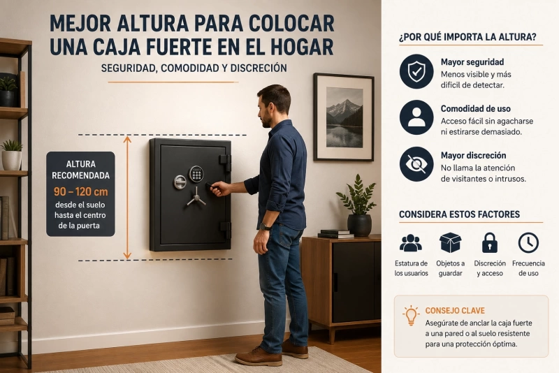 Caja fuerte en casa a la altura ideal para seguridad