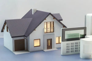 imagen de una casa y sensores de alarma